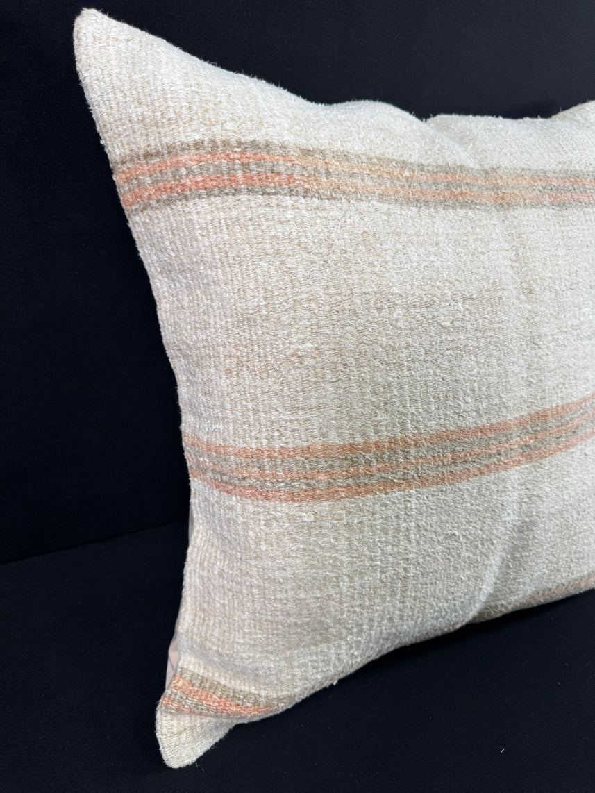 Turkish Hemp Pillow Cushion Natural Beige Rust Pillow Cushion Cover 24x24 #30344