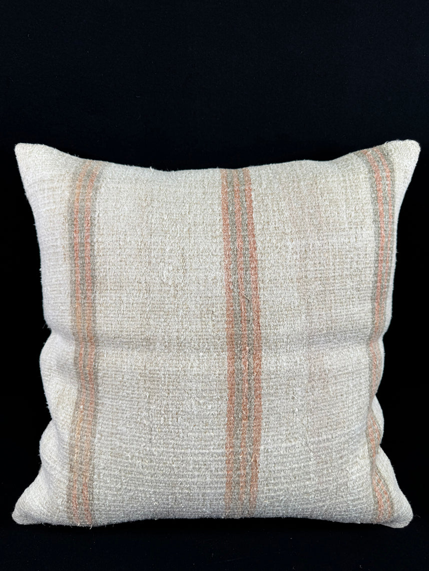 Turkish Hemp Pillow Cushion Natural Beige Rust Pillow Cushion Cover 24x24 #30344