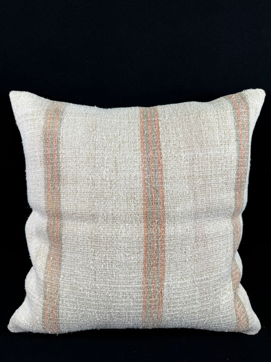Turkish Hemp Pillow Cushion Natural Beige Rust Pillow Cushion Cover 24x24 #30344