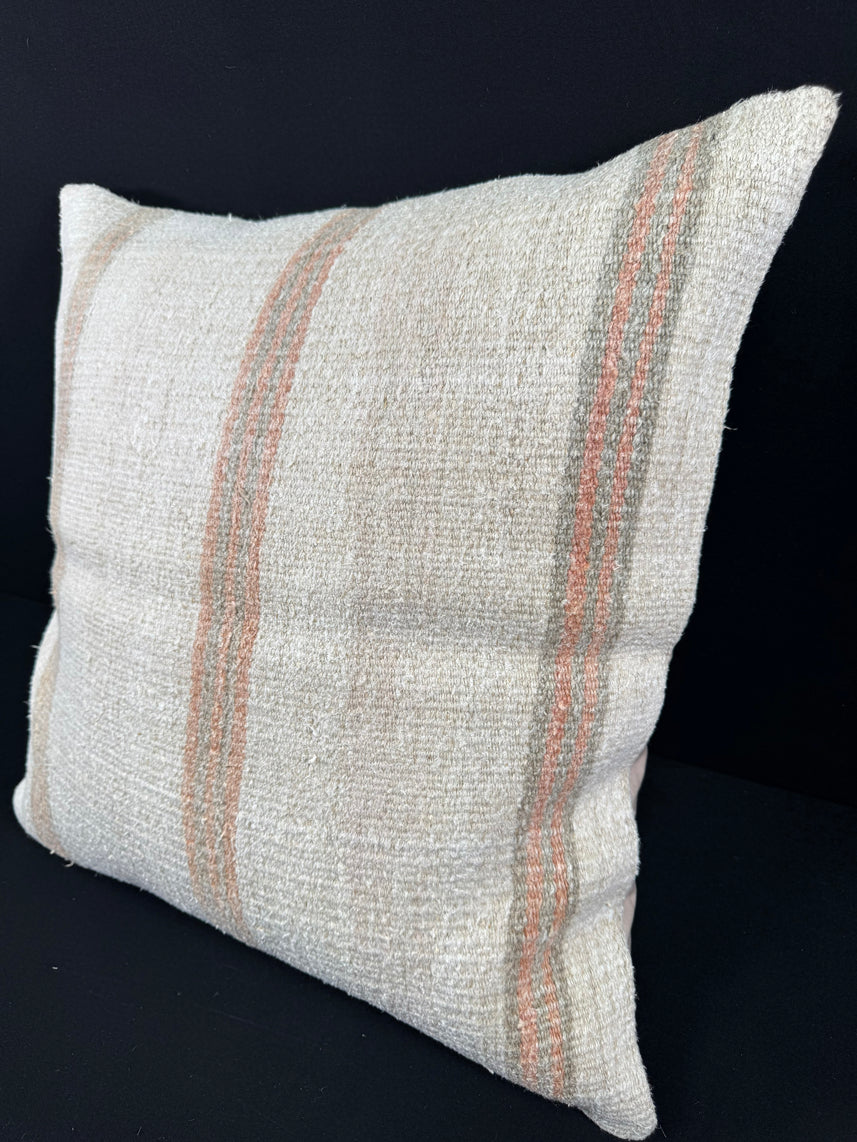 Turkish Hemp Pillow Cushion Natural Beige Rust Pillow Cushion Cover 24x24 #30344
