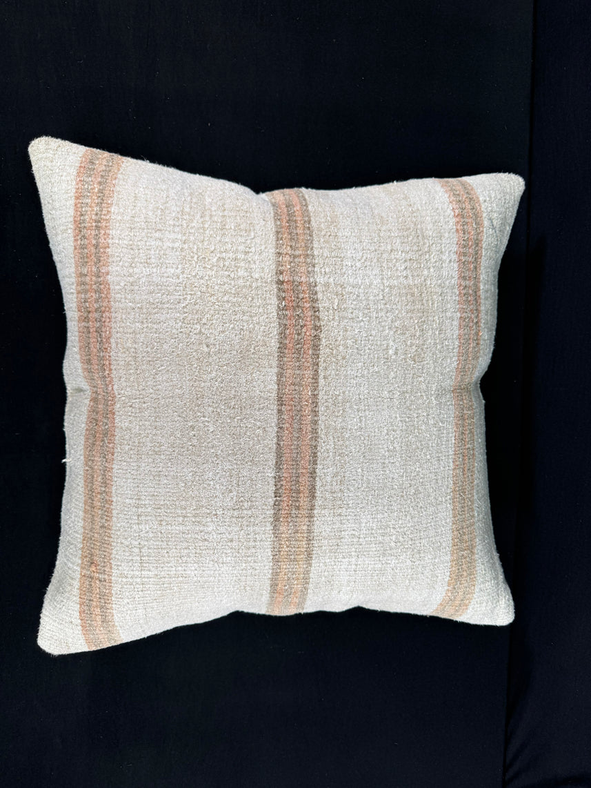 Turkish Hemp Pillow Cushion Natural Beige Rust Pillow Cushion Cover 24x24 #30348