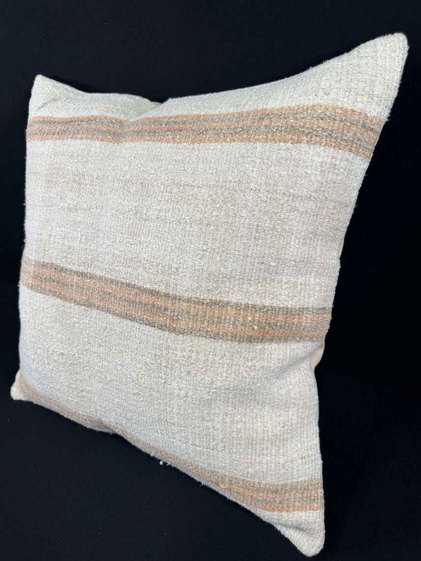 Turkish Hemp Pillow Cushion Natural Beige Rust Pillow Cushion Cover 24x24 #30348