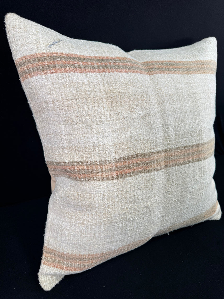 Turkish Hemp Pillow Cushion Natural Beige Rust Pillow Cushion Cover 24x24 #30348
