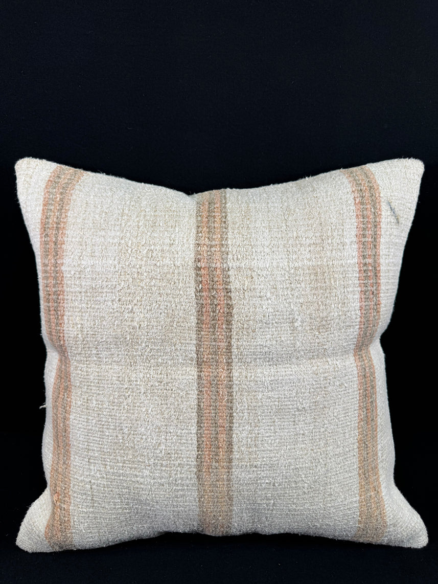 Turkish Hemp Pillow Cushion Natural Beige Rust Pillow Cushion Cover 24x24 #30348