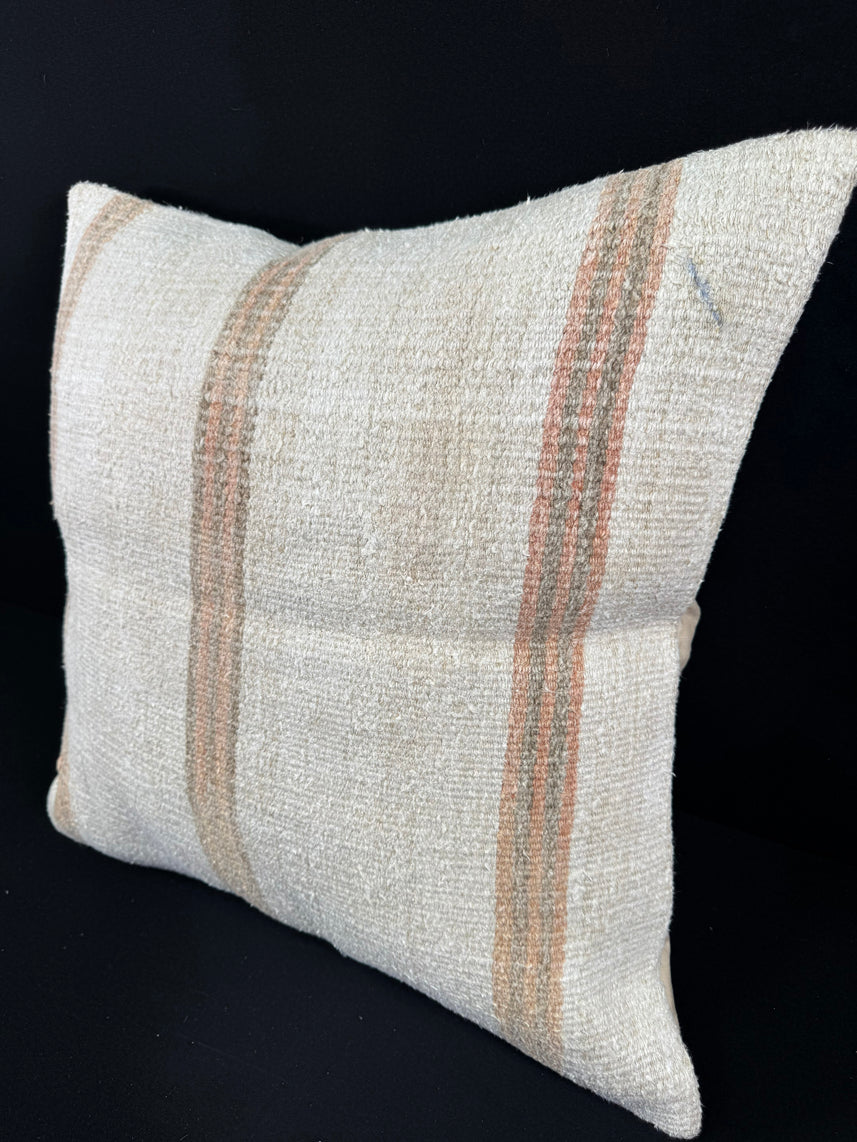 Turkish Hemp Pillow Cushion Natural Beige Rust Pillow Cushion Cover 24x24 #30348