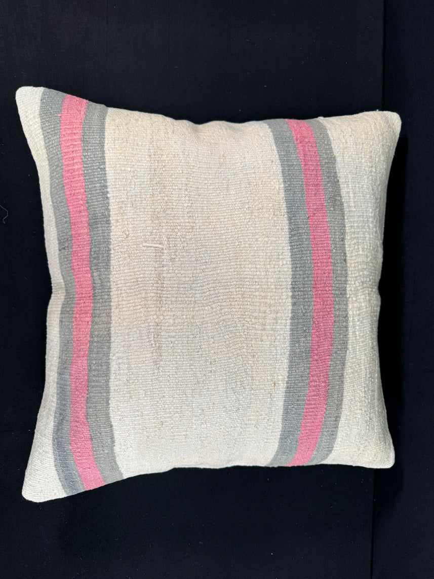 Turkish Hemp Pillow Cushion Natural Beige Pink Pillow Cushion Cover 24x24 #30378