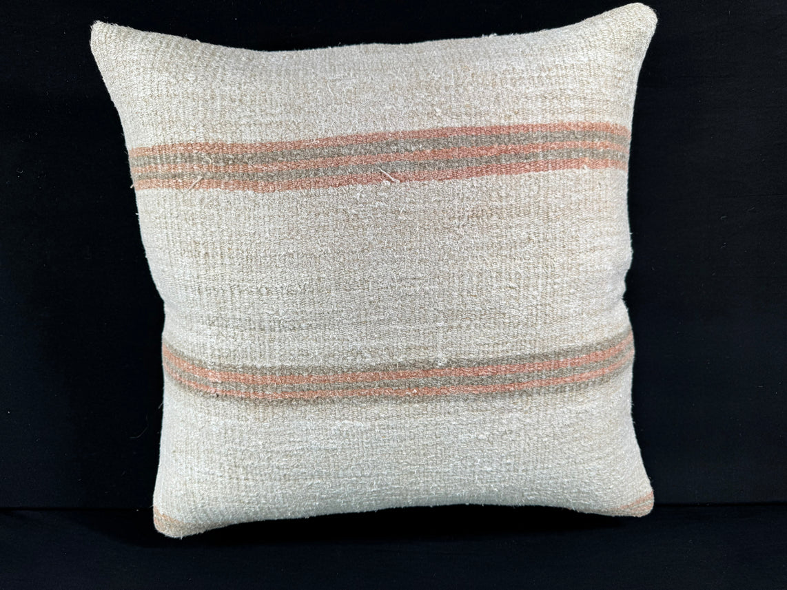 Turkish Hemp Pillow Cushion Natural Beige Rust Pillow Cushion Cover 24x24 #30360