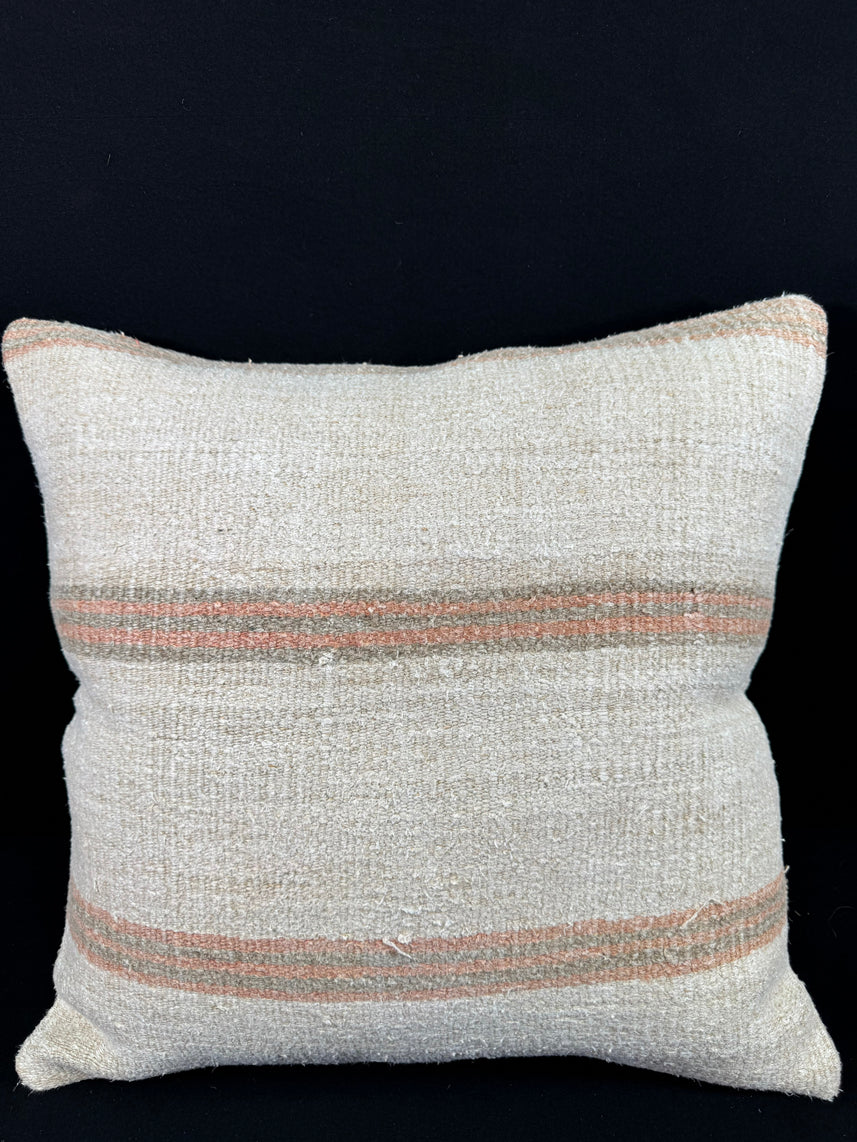 Turkish Hemp Pillow Cushion Natural Beige Rust Pillow Cushion Cover 24x24 #30360