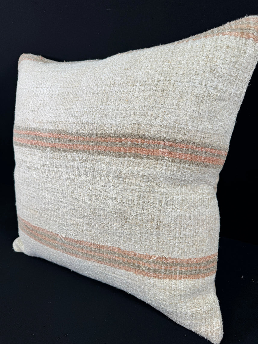 Turkish Hemp Pillow Cushion Natural Beige Rust Pillow Cushion Cover 24x24 #30360