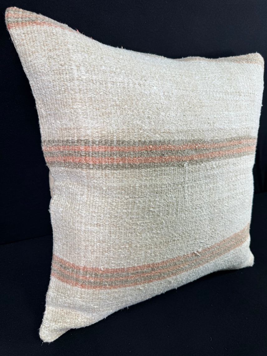 Turkish Hemp Pillow Cushion Natural Beige Rust Pillow Cushion Cover 24x24 #30360