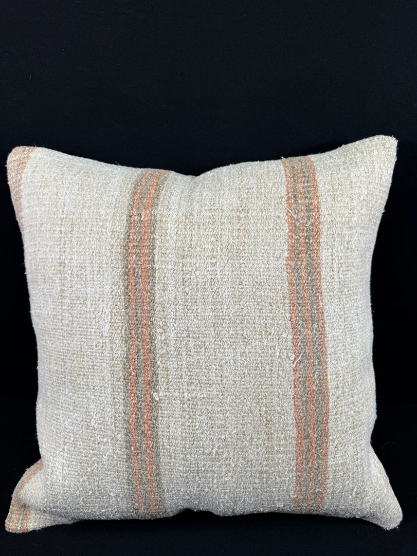 Turkish Hemp Pillow Cushion Natural Beige Rust Pillow Cushion Cover 24x24 #30360