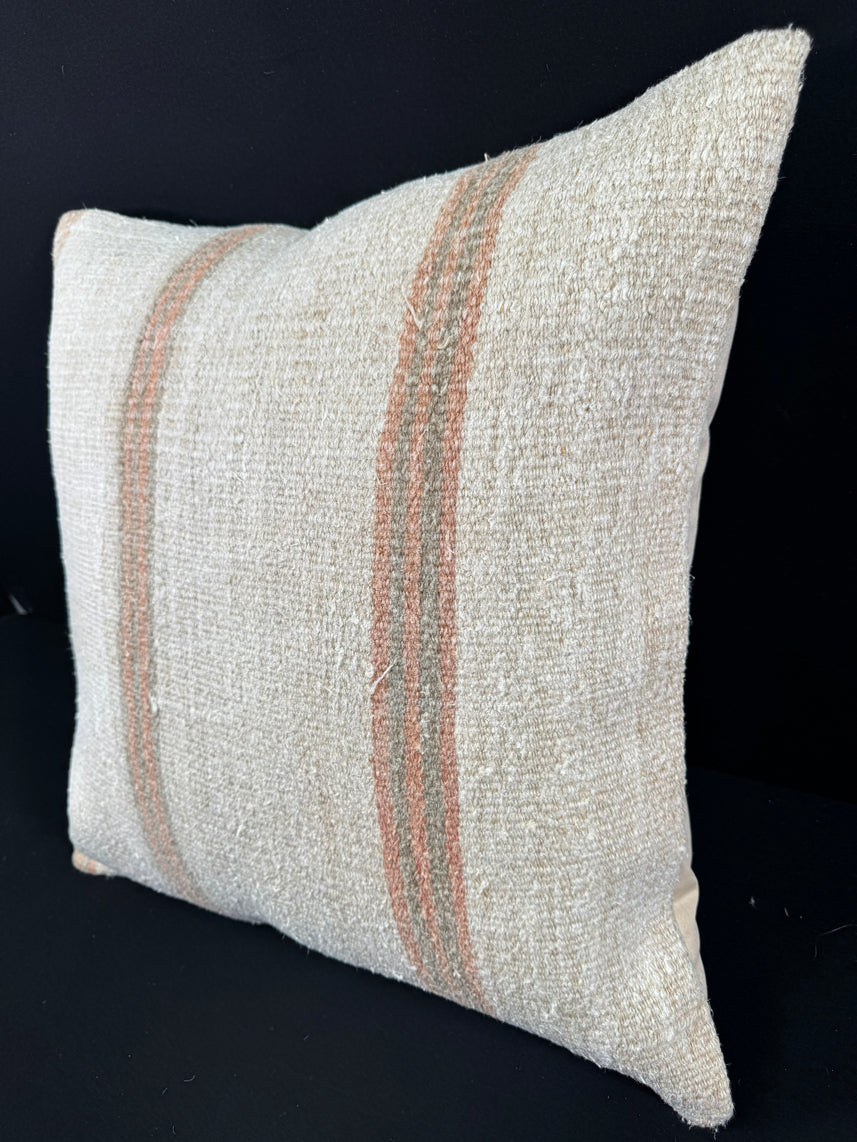 Turkish Hemp Pillow Cushion Natural Beige Rust Pillow Cushion Cover 24x24 #30360