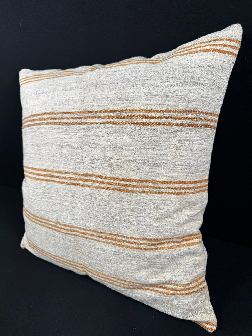 Turkish Hemp Pillow Cushion Natural Beige Rust Pillow Cushion Cover 24x24 #30356