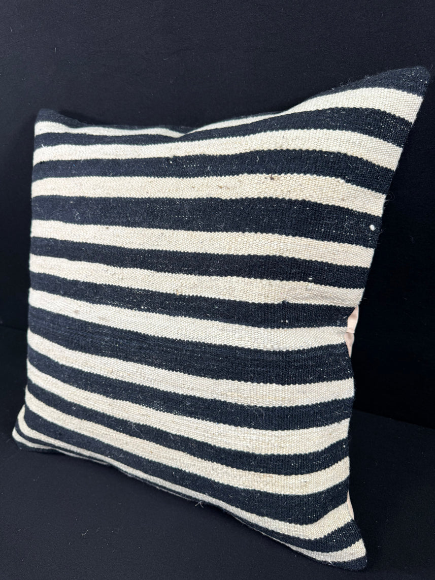 Turkish Hemp Pillow Cushion Natural Beige Black Pillow Cushion Cover 24x24 #30355