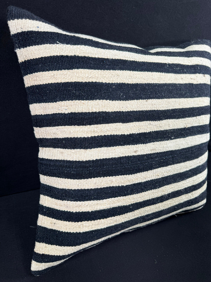 Turkish Hemp Pillow Cushion Natural Beige Black Pillow Cushion Cover 24x24 #30355