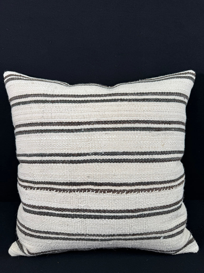 Turkish Hemp Pillow Cushion Natural Beige Dark Brown Pillow Cushion Cover 24x24 #30393