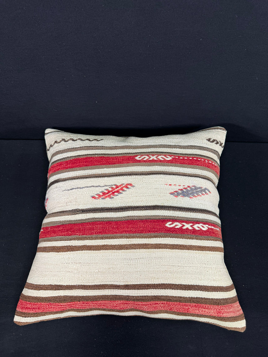 Turkish Hemp Pillow Cushion Natural Beige Red Pillow Cushion Cover 24x24 #30347