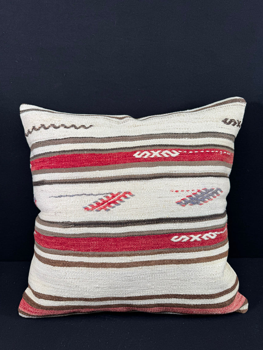 Turkish Hemp Pillow Cushion Natural Beige Red Pillow Cushion Cover 24x24 #30347