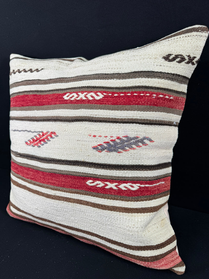 Turkish Hemp Pillow Cushion Natural Beige Red Pillow Cushion Cover 24x24 #30347
