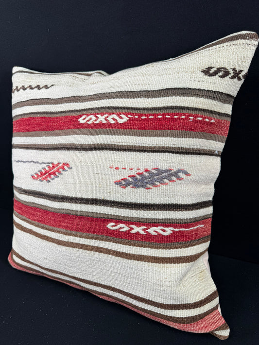 Turkish Hemp Pillow Cushion Natural Beige Red Pillow Cushion Cover 24x24 #30347