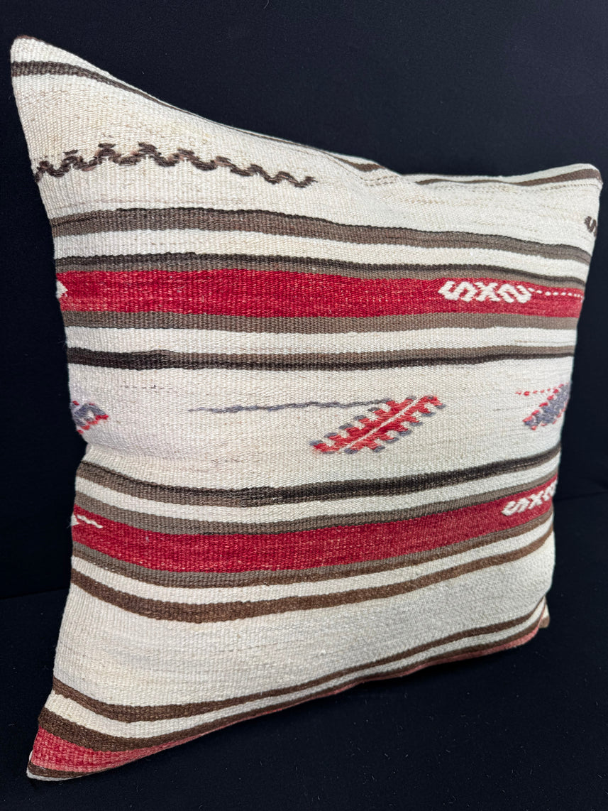 Turkish Hemp Pillow Cushion Natural Beige Red Pillow Cushion Cover 24x24 #30347
