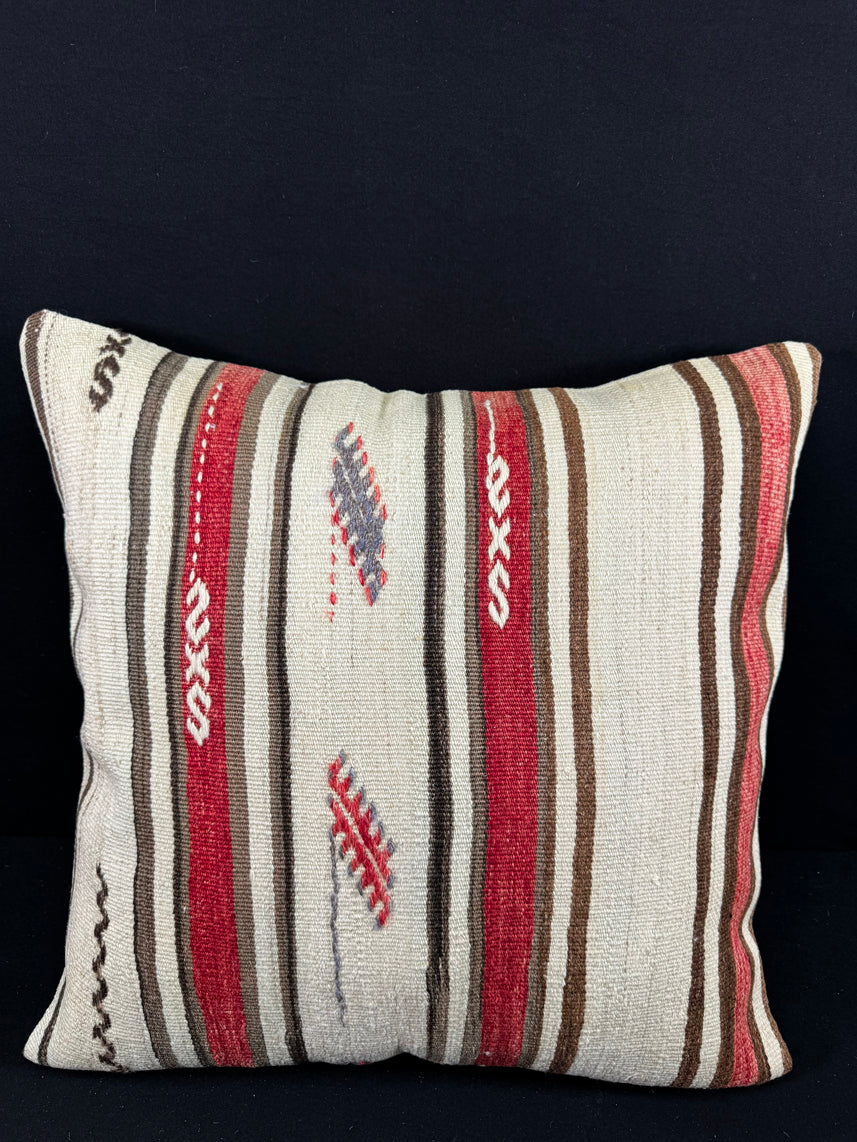 Turkish Hemp Pillow Cushion Natural Beige Red Pillow Cushion Cover 24x24 #30347