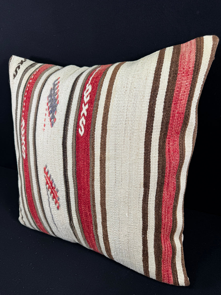 Turkish Hemp Pillow Cushion Natural Beige Red Pillow Cushion Cover 24x24 #30347