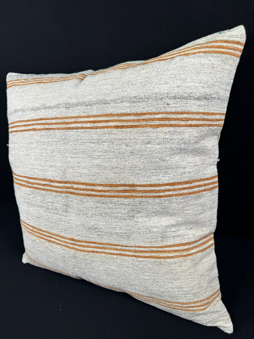 Turkish Hemp Pillow Cushion Natural Beige Rust Pillow Cushion Cover 24x24 #30345