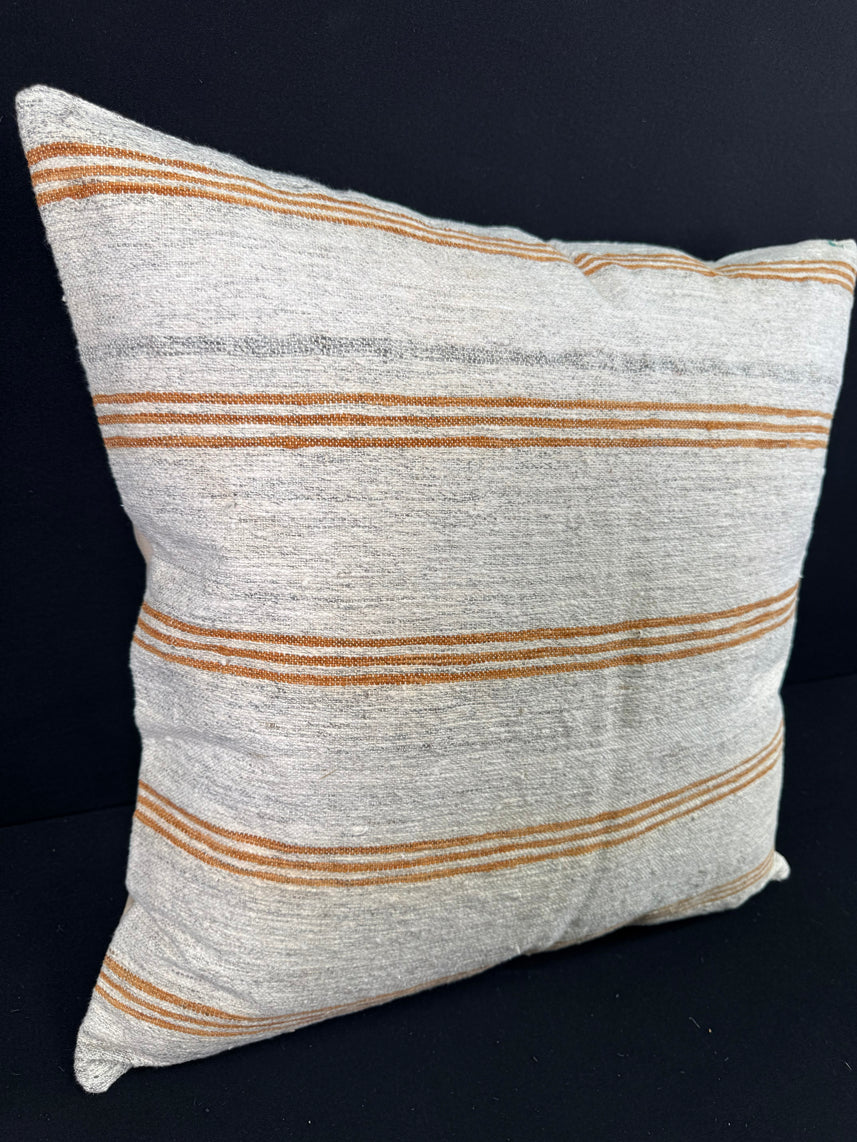 Turkish Hemp Pillow Cushion Natural Beige Rust Pillow Cushion Cover 24x24 #30345