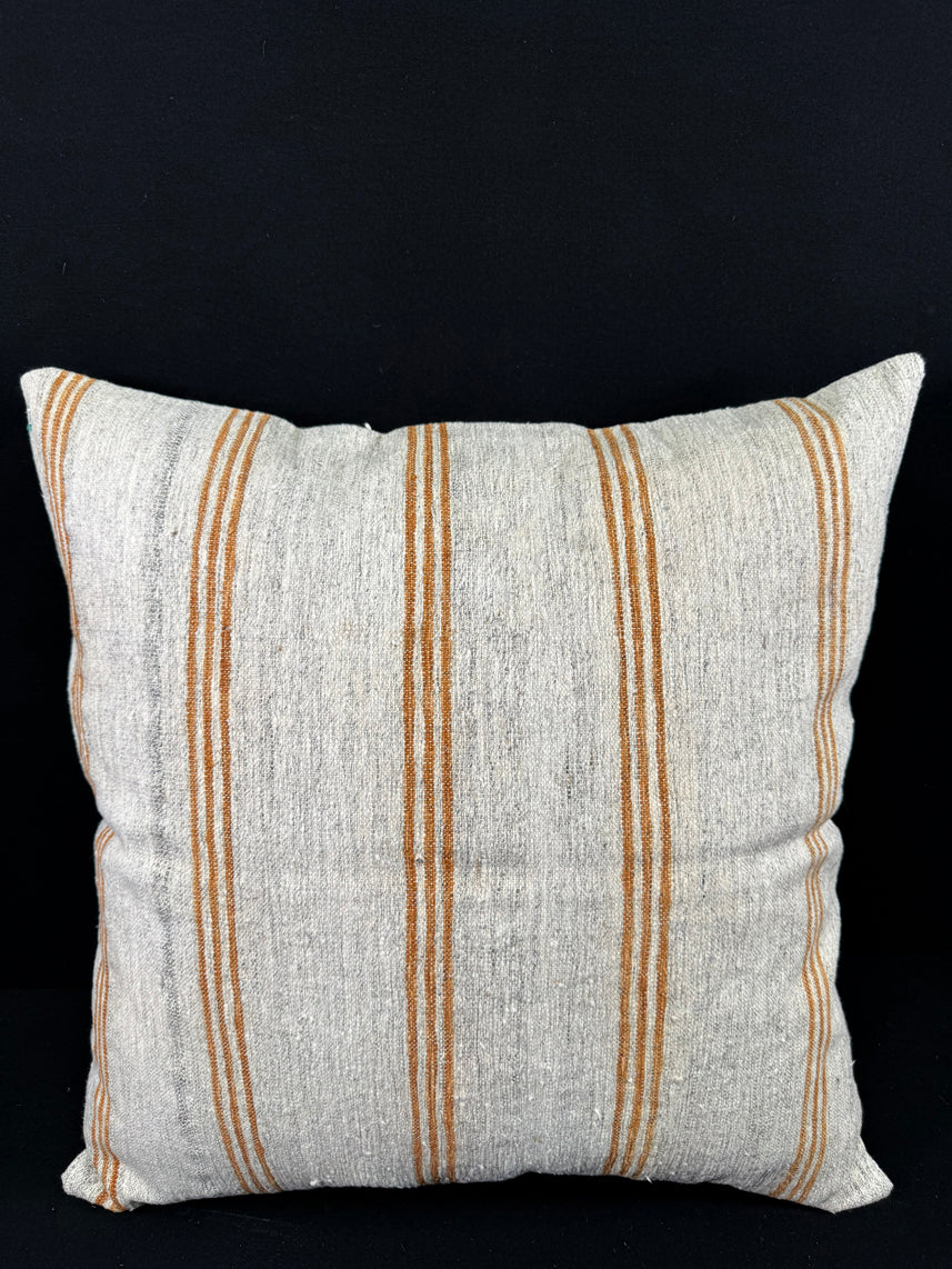 Turkish Hemp Pillow Cushion Natural Beige Rust Pillow Cushion Cover 24x24 #30345