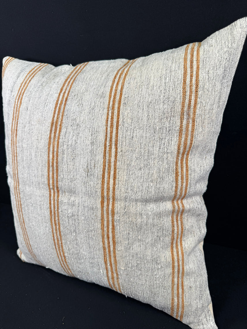 Turkish Hemp Pillow Cushion Natural Beige Rust Pillow Cushion Cover 24x24 #30345