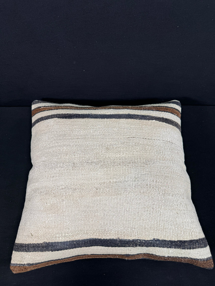 Turkish Hemp Pillow Cushion Natural Beige Black Pillow Cushion Cover 24x24 #30359
