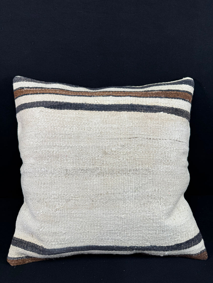 Turkish Hemp Pillow Cushion Natural Beige Black Pillow Cushion Cover 24x24 #30359
