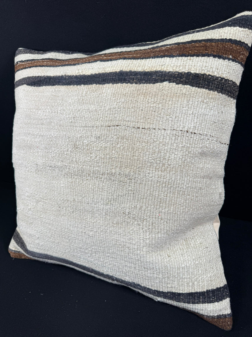 Turkish Hemp Pillow Cushion Natural Beige Black Pillow Cushion Cover 24x24 #30359