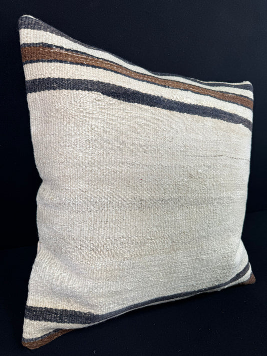 Turkish Hemp Pillow Cushion Natural Beige Black Pillow Cushion Cover 24x24 #30359