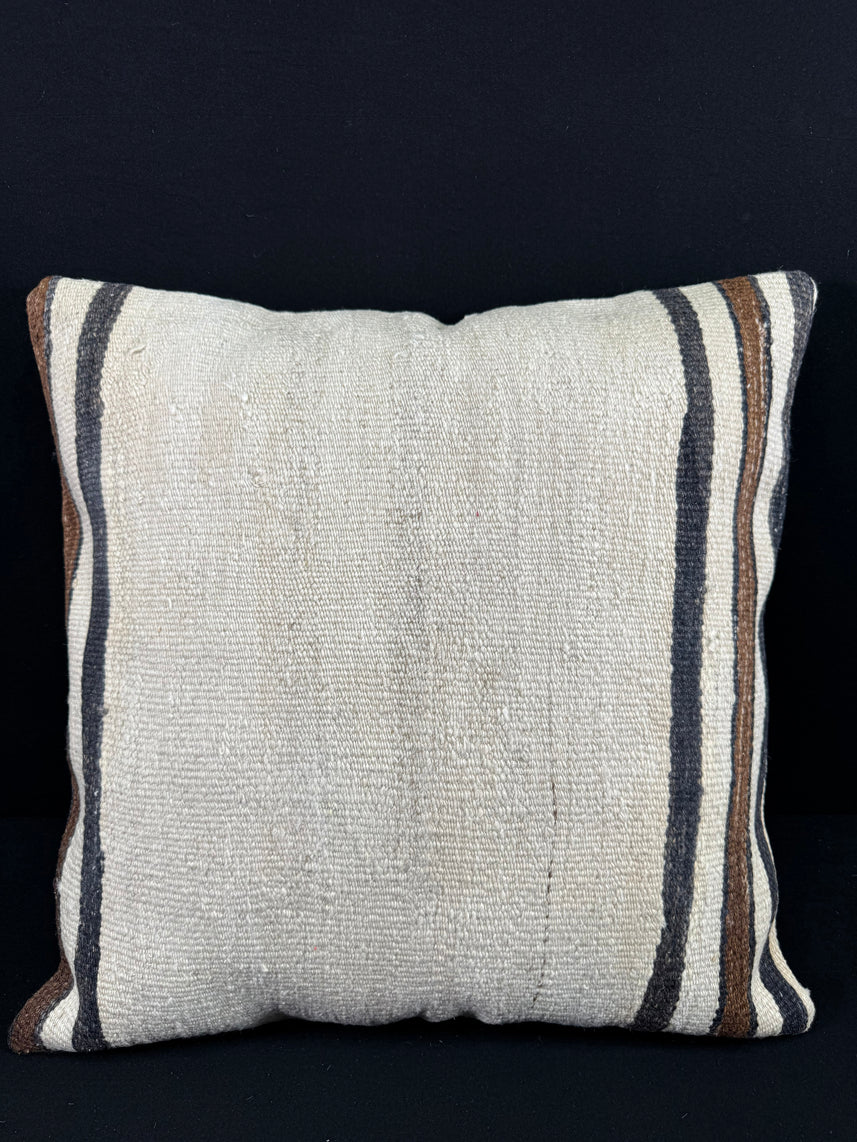 Turkish Hemp Pillow Cushion Natural Beige Black Pillow Cushion Cover 24x24 #30359