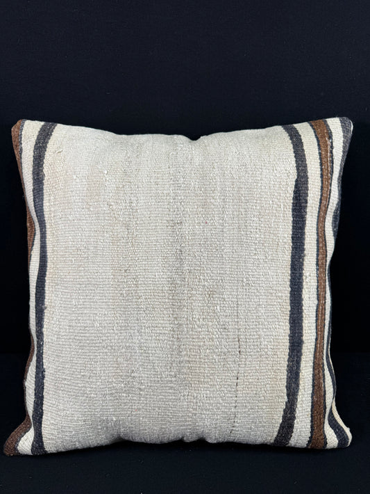 Turkish Hemp Pillow Cushion Natural Beige Black Pillow Cushion Cover 24x24 #30359