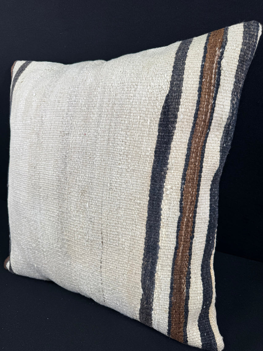 Turkish Hemp Pillow Cushion Natural Beige Black Pillow Cushion Cover 24x24 #30359