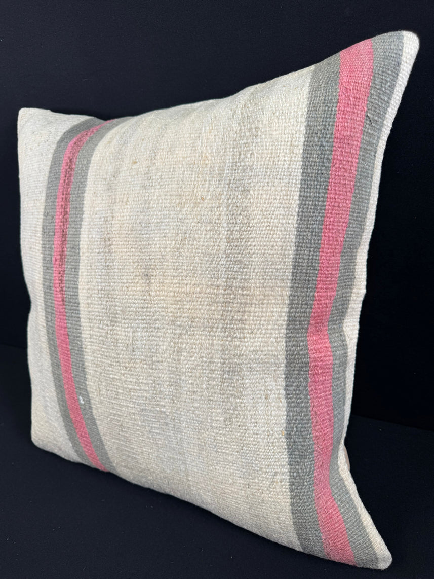Turkish Hemp Pillow Cushion Natural Beige Pink Pillow Cushion Cover 24x24 #30363