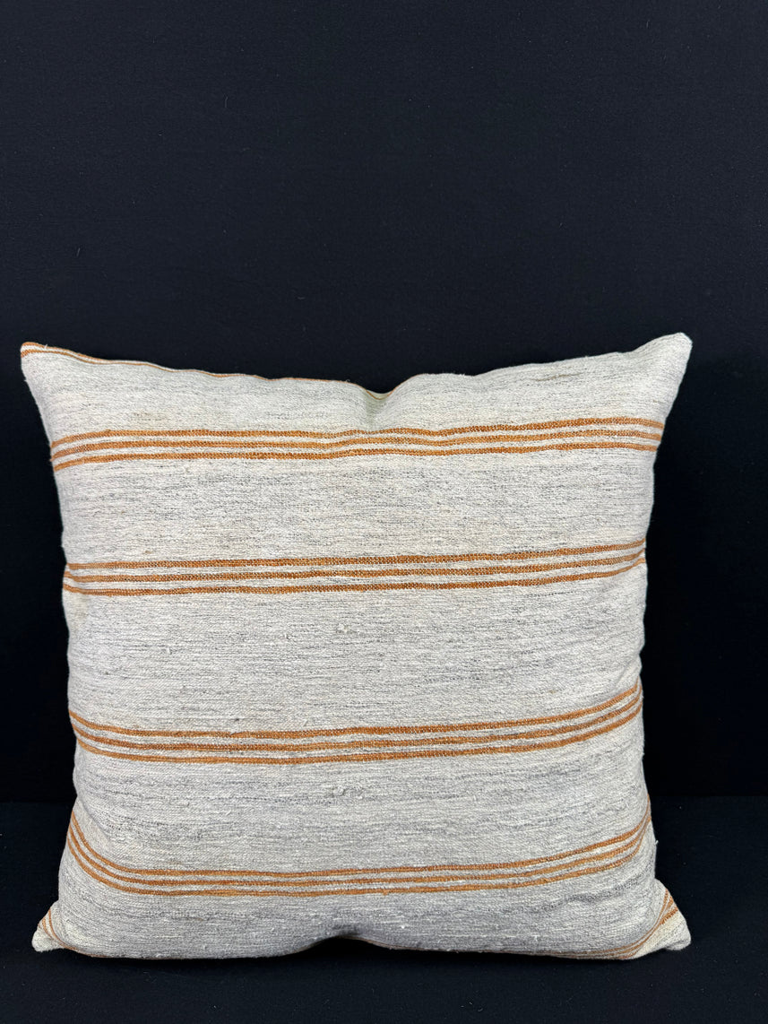 Turkish Hemp Pillow Cushion Natural Beige Rust Pillow Cushion Cover 24x24 #30350