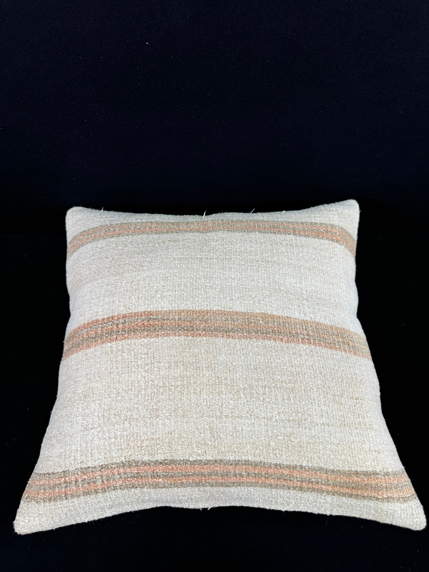 Turkish Hemp Pillow Cushion Natural Beige Rust Pillow Cushion Cover 24x24 #30349