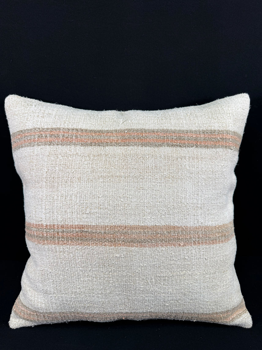 Turkish Hemp Pillow Cushion Natural Beige Rust Pillow Cushion Cover 24x24 #30349