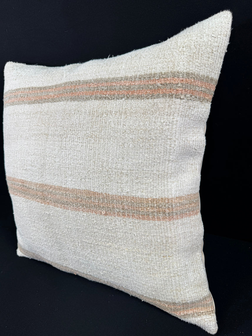 Turkish Hemp Pillow Cushion Natural Beige Rust Pillow Cushion Cover 24x24 #30349
