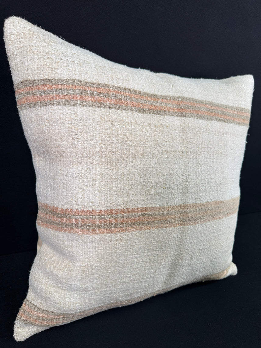 Turkish Hemp Pillow Cushion Natural Beige Rust Pillow Cushion Cover 24x24 #30349