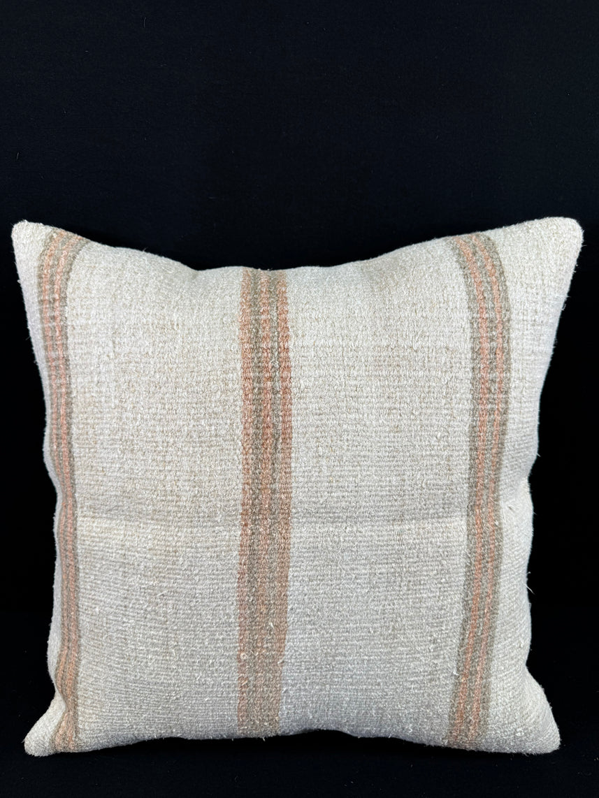Turkish Hemp Pillow Cushion Natural Beige Rust Pillow Cushion Cover 24x24 #30349