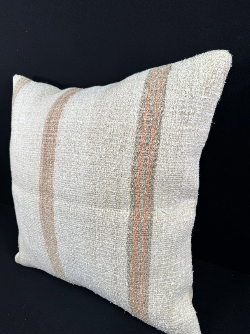 Turkish Hemp Pillow Cushion Natural Beige Rust Pillow Cushion Cover 24x24 #30349