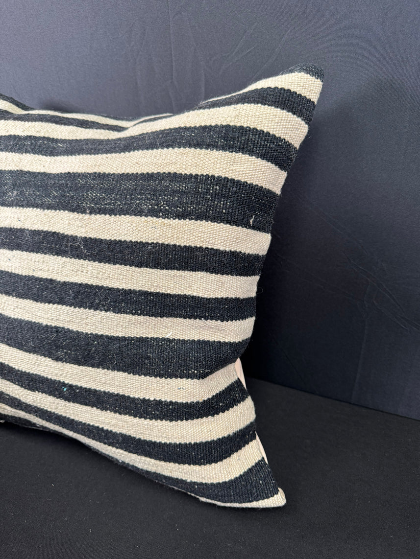 Turkish Hemp Pillow Cushion Natural Beige Black Pillow Cushion Cover 20x20 #30587