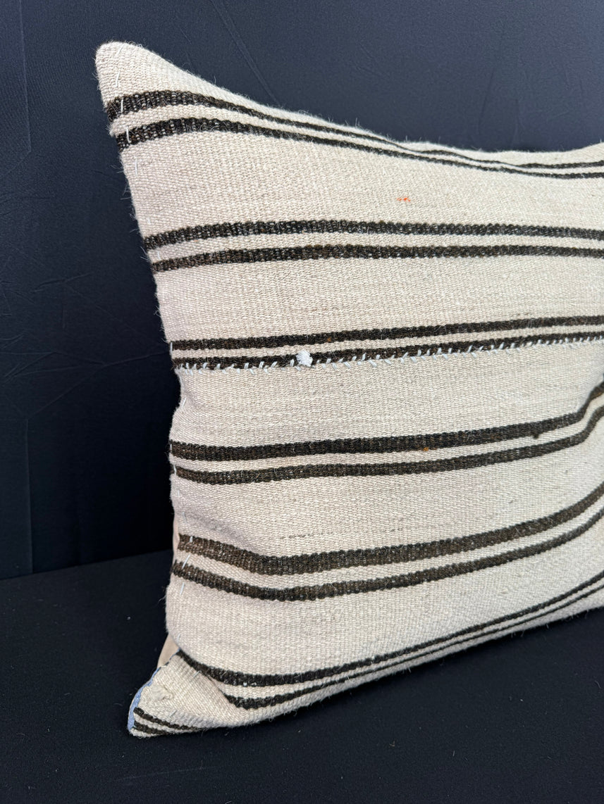 Turkish Hemp Pillow Cushion Natural Beige Dark Brown Pillow Cushion Cover 20x20 #30563