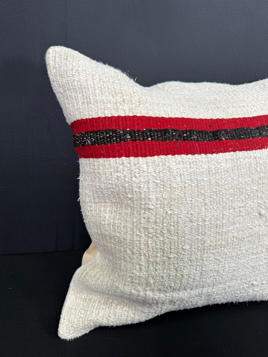 Turkish Hemp Pillow Cushion Natural Beige Red Pillow Cushion Cover 20x20 #30568