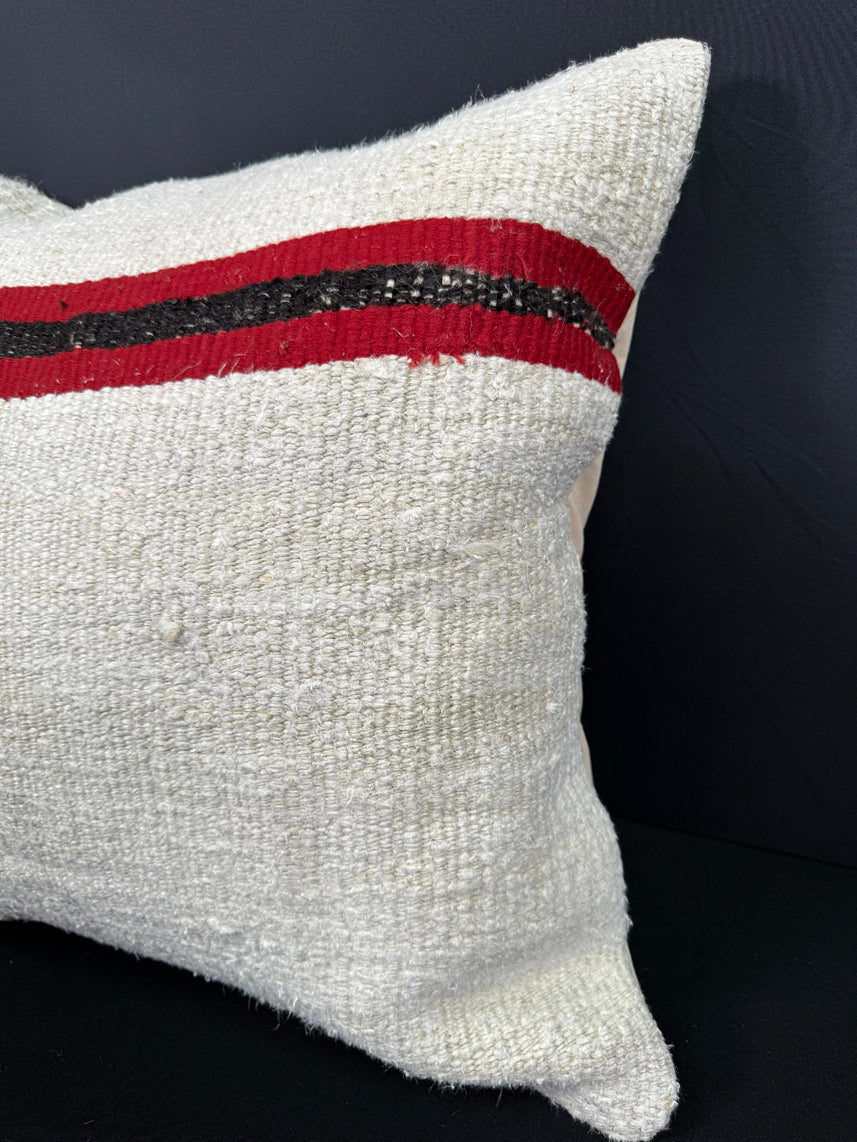 Turkish Hemp Pillow Cushion Natural Beige Red Pillow Cushion Cover 20x20 #30568